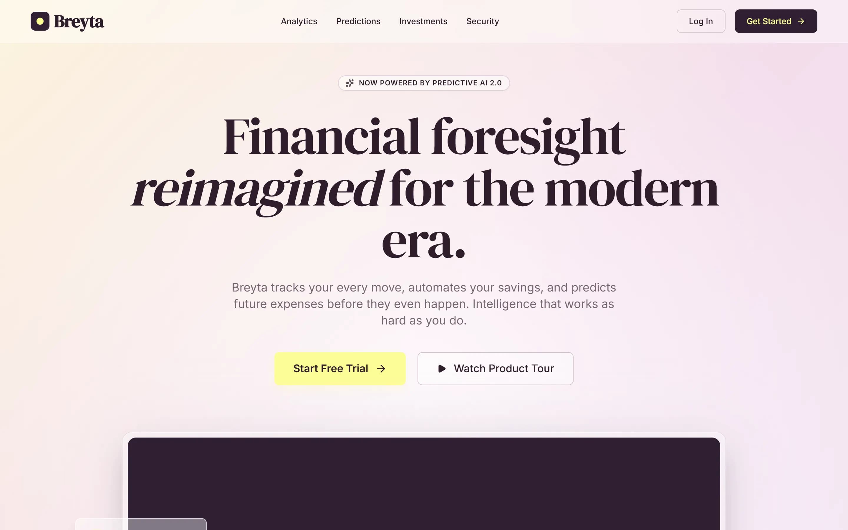Breyta, a finance app site built with Orlume